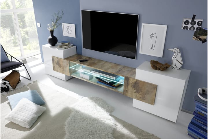 TV-benk Aime 258 cm - Hvit|Tre - Møbler - TV- & Mediamøbler - TV-møbelsett