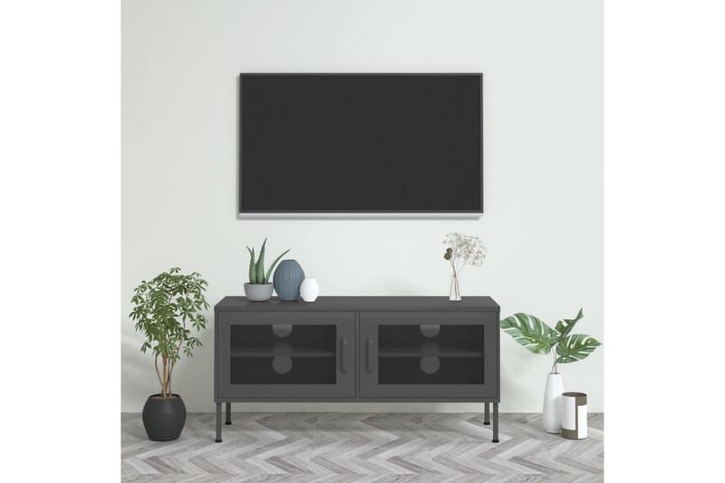 TV-benk antrasitt 105x35x50 cm stål - Antrasittgrå - Møbler - TV- & Mediamøbler - TV benk & mediabenk