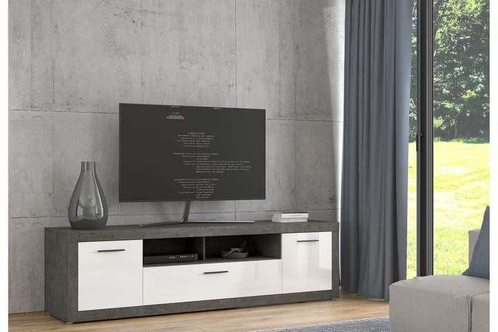 Tv-benk Belchin 213 cm - Grå/Hvit - Møbler - TV- & Mediamøbler - TV benk & mediabenk