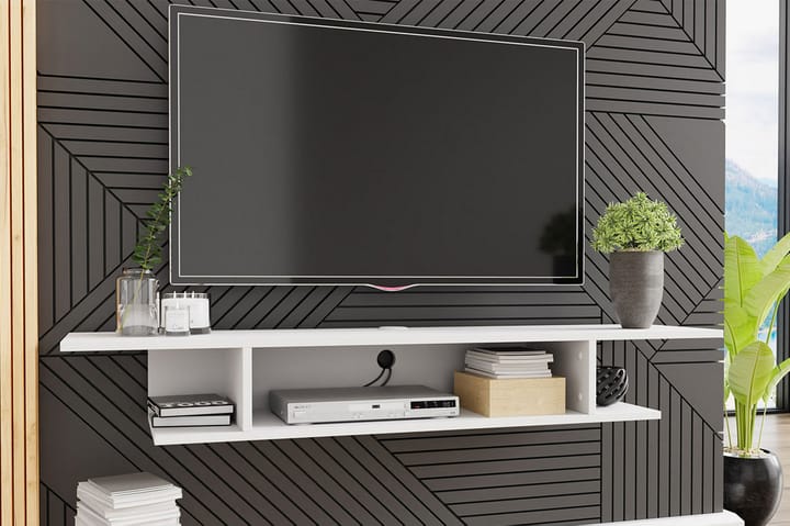 Tv-benk Borivali 30x18x130 cm - Hvit - Møbler - TV- & Mediamøbler - TV benk & mediabenk