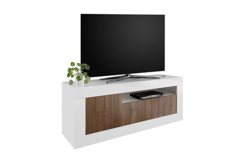TV-benk Calpino 138 cm - Hvit|Brun - Oppbevaring - Oppbevaringsmøbler - Sideboard & skjenk