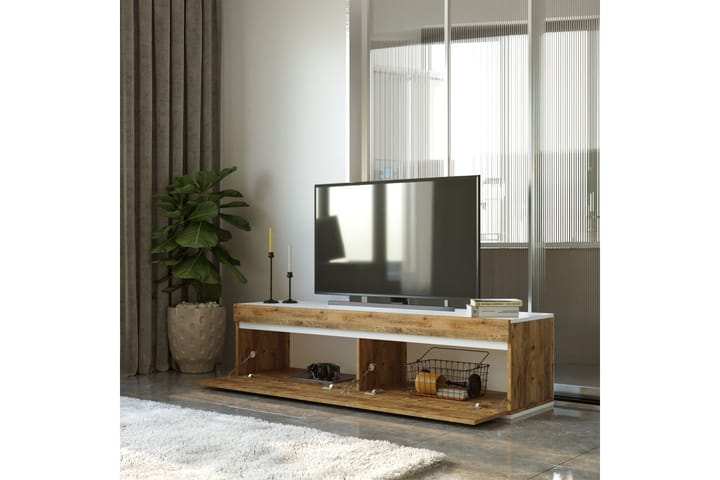 TV-benk Calrin 180 cm - Natur / Hvit - Møbler - TV- & Mediamøbler - TV benk & mediabenk