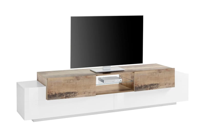 Tv-benk Coronew 220 cm - Hvit/Antrasitt - Møbler - TV- & Mediamøbler - TV benk & mediabenk