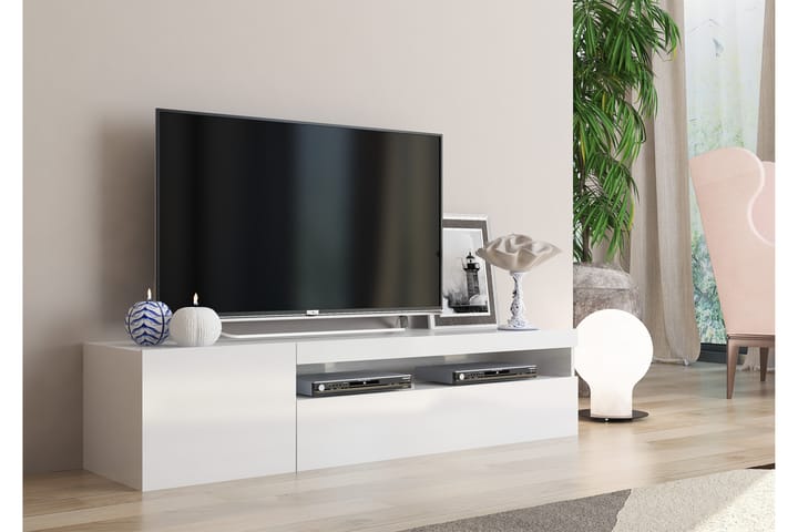 Tv-benk Davod 155 cm - Hvit Høyglans - Møbler - TV- & Mediamøbler - TV benk & mediabenk