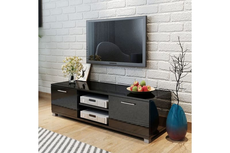 TV-benk høyglans sort 120x40,3x34,7 cm - Svart - Møbler - TV- & Mediamøbler - TV benk & mediabenk
