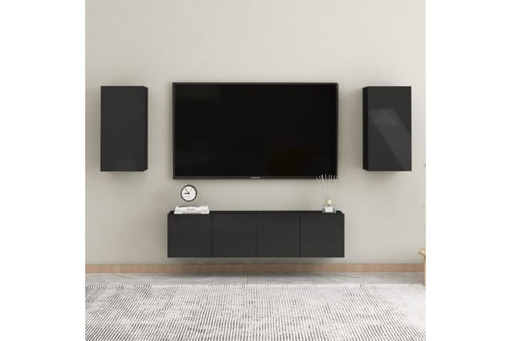 TV-benk høyglans svart 30,5x30x60 cm sponplate - Svart - Møbler - TV- & Mediamøbler - TV benk & mediabenk