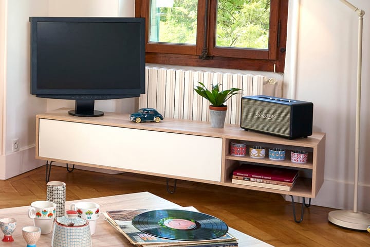 TV-benk Lachesis 165 cm - Hvit|Eik - Møbler - Bord - Spisebord & kjøkkenbord