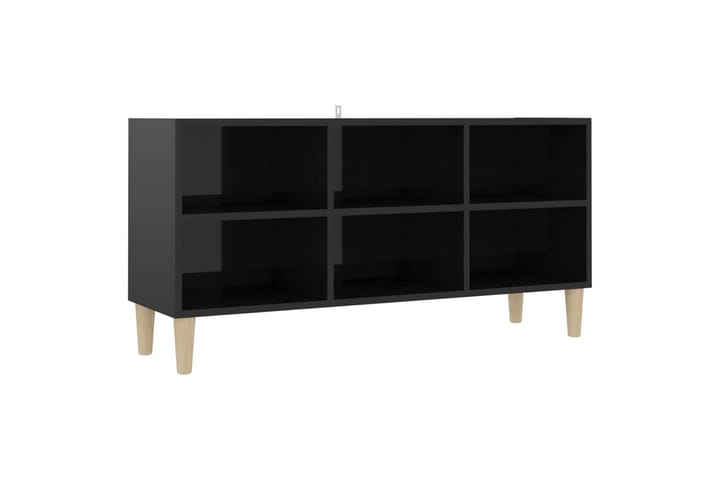 TV-benk med ben i heltre höyglans svart 103,5x30x50 cm - Svart - Møbler - Stoler - Spisestuestoler & kjøkkenstoler