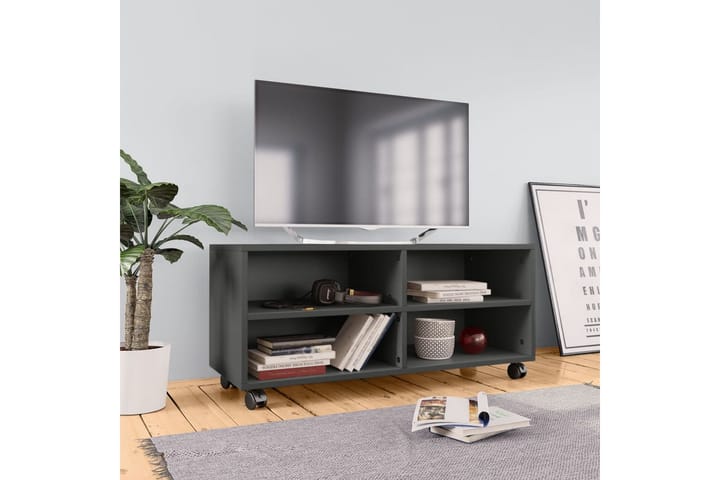 TV-benk med hjul grå 90x35x35 cm sponplate - Grå - Møbler - TV- & Mediamøbler - TV-benk & mediabenk