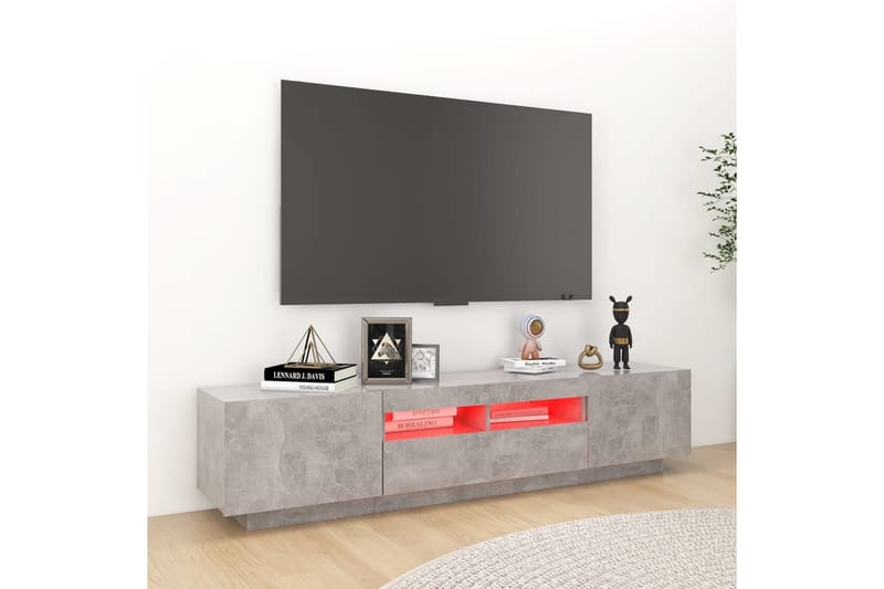 TV-benk med LED-lys betonggrå 180x35x40 cm - Grå - Møbler - TV- & Mediamøbler - TV benk & mediabenk