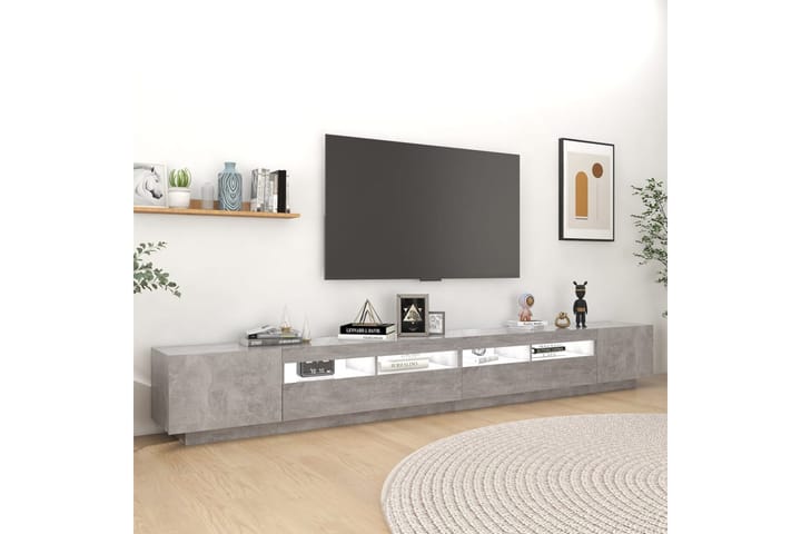 TV-benk med LED-lys betonggrå 300x35x40 cm - Grå - Møbler - TV- & Mediamøbler - TV-benk & mediabenk