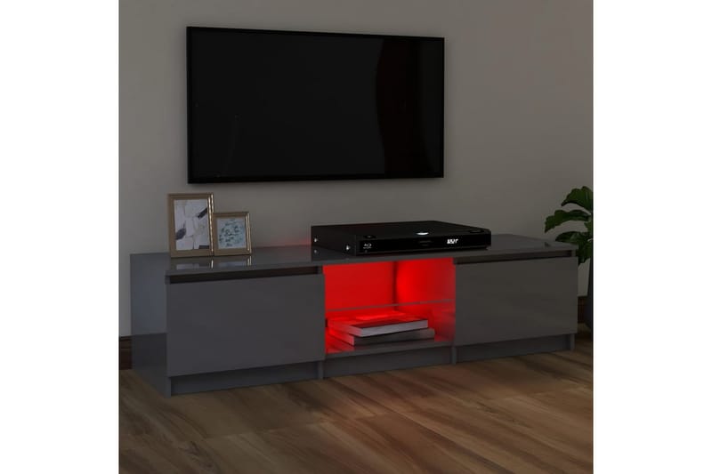 TV-benk med LED-lys høyglans grå 120x30x35,5 cm - Grå - Møbler - TV- & Mediamøbler - TV-benk & mediabenk