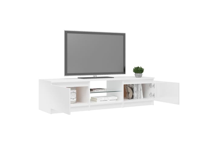 TV-benk med LED-lys høyglans hvit 140x40x35,5 cm - Hvit - Møbler - TV- & Mediamøbler - TV benk & mediabenk