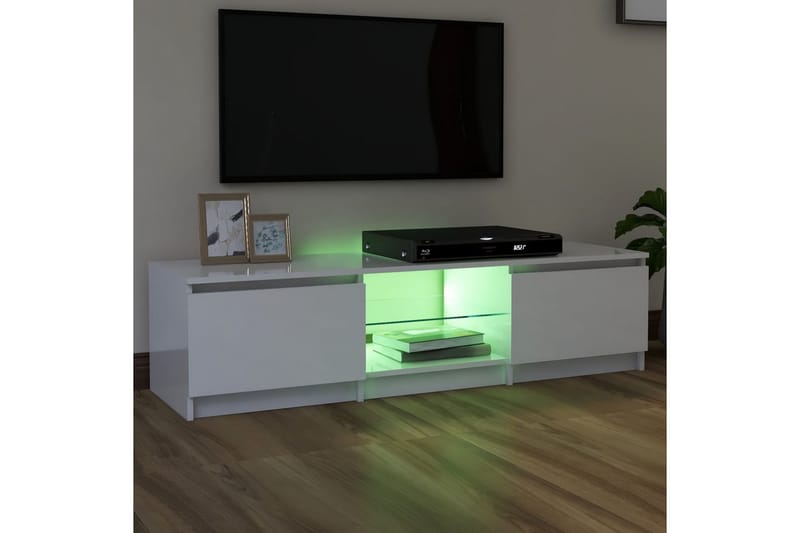 TV-benk med LED-lys høyglans hvit 140x40x35,5 cm - Hvit - Møbler - TV- & Mediamøbler - TV benk & mediabenk