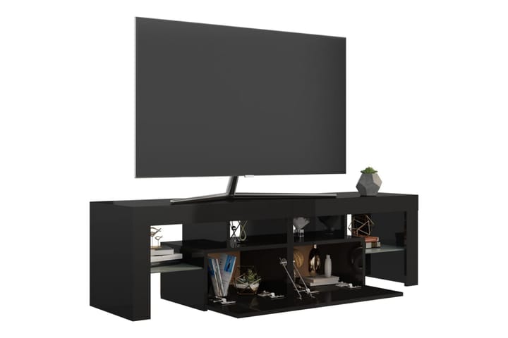 TV-benk med LED-lys høyglans svart 140x35x40 cm - Svart - Møbler - TV- & Mediamøbler - TV-benk & mediabenk