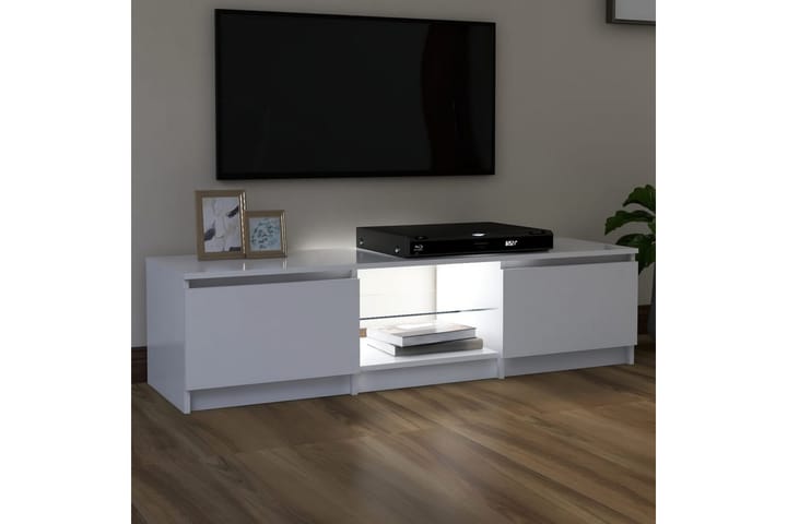 TV-benk med LED-lys hvit 140x40x35,5 cm - Hvit - Møbler - TV- & Mediamøbler - TV benk & mediabenk