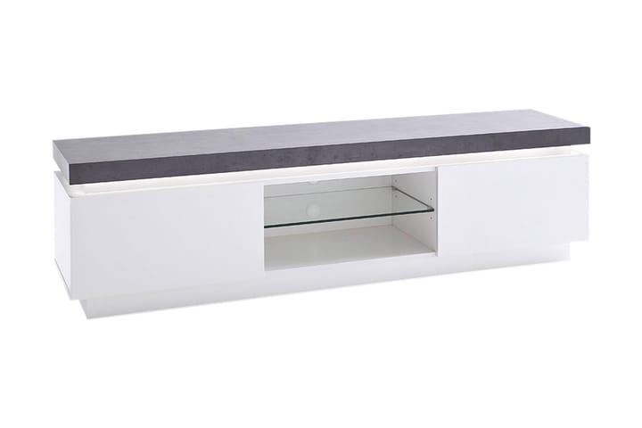 TV-benk Mundo 175 cm med LED - Hvit|Betong - Oppbevaring - Hylle - Vegghylle