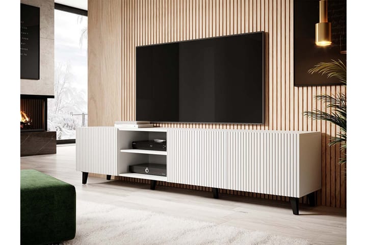 Tv-benk Pafolo 40x52x200 cm - Hvit/Svart - Møbler - TV- & Mediamøbler - TV benk & mediabenk