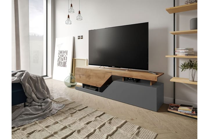 Tv-benk Perdioni 160 cm - Natur/Antrasitt - Møbler - TV- & Mediamøbler - TV-benk & mediabenk