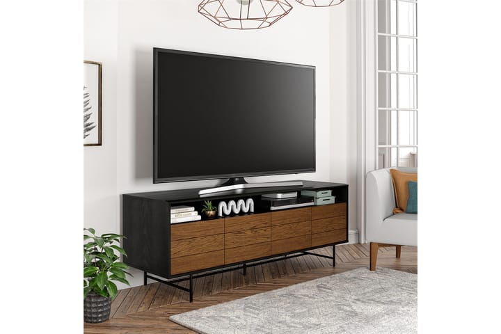 Tv-benk Reznor 157,5x49,5 cm Svart/Brun - Dorel Home - Møbler - TV- & Mediamøbler - TV benk & mediabenk