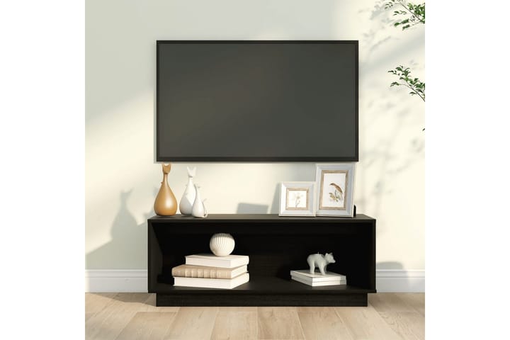 TV-benk svart 90x35x35 cm heltre furu - Svart - Møbler - TV- & Mediamøbler - TV benk & mediabenk