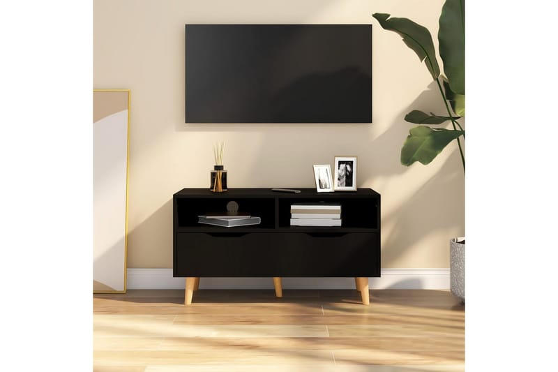 TV-benk svart 90x40x48,5 cm sponplate - Svart - Møbler - TV- & Mediamøbler - TV benk & mediabenk