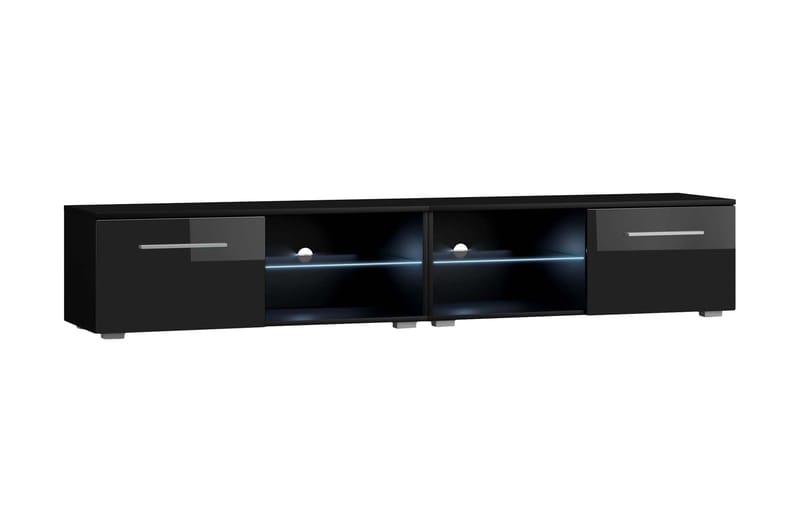 TV-benk Terisa 200 cm LED-belysning - Svart - Møbler - TV- & Mediamøbler - TV-møbelsett