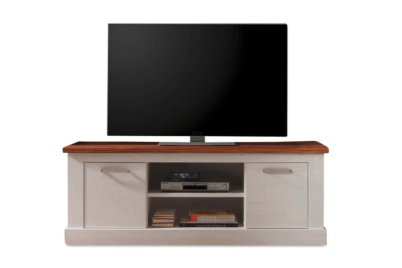 TV-benk Toronto 160 cm - Hvit|Valnøtt - Møbler - TV- & Mediamøbler - TV-benk & mediabenk