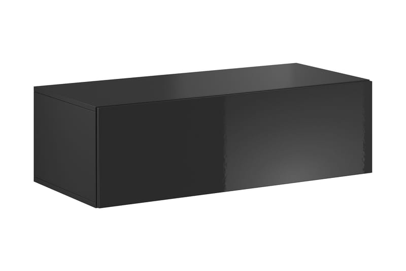 Tv-benk Vigan Slant 100x40x30 cm - Svart/Svart Høyglans - Oppbevaring - Oppbevaringsmøbler - Møbelsett til stue