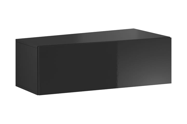 Tv-benk Vigan Slant 90x40x30 cm - Svart/Svart Høyglans - Oppbevaring - Oppbevaringsmøbler - Møbelsett til stue