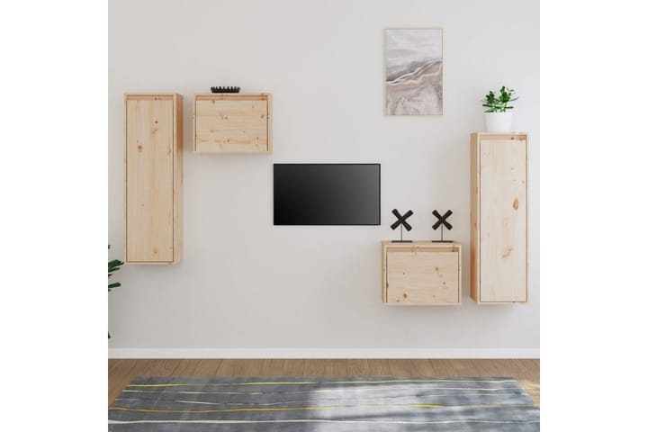 TV-benker 4 stk heltre furu - Brun - Møbler - TV- & Mediamøbler - TV-benk & mediabenk