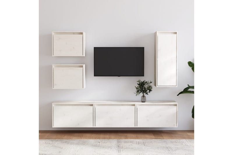 TV-benker 6 stk hvit heltre furu - Hvit - Møbler - TV- & Mediamøbler - TV benk & mediabenk