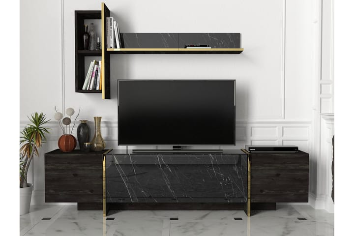 TV-Møbelsett Widegates 180 cm - Svart|Gull - Møbler - Bord - Spisebord & kjøkkenbord