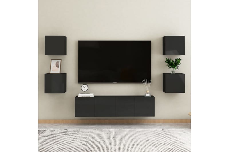 Vegghengt TV-benk høyglans svart 30,5x30x30 cm - Svart - Møbler - TV- & Mediamøbler - TV benk & mediabenk