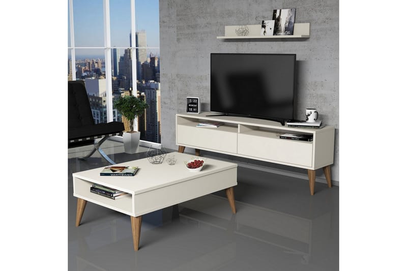 Møbelsett Stue Nyarai 150 cm - Hvit - Møbler - TV- & Mediamøbler - TV-benk & mediabenk