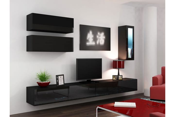 Mediamøbel Vigo 280x40x180 cm - Svart / Hvit - Møbler - TV- & Mediamøbler - TV-møbelsett