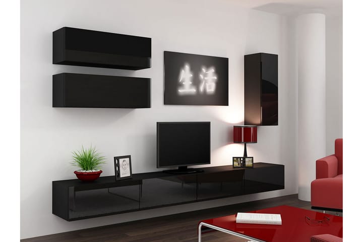 Mediamøbel Vigo 280x40x180 cm - Svart / Hvit - Møbler - TV- & Mediamøbler - TV-møbelsett