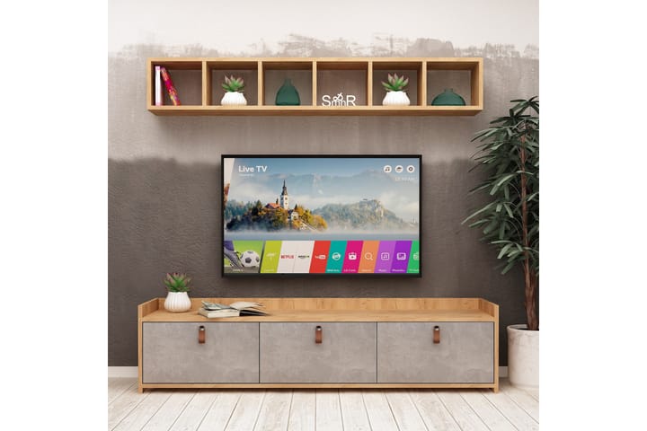 TV-benk Naidaj med Vegghylle - Møbler - TV- & Mediamøbler - TV-møbelsett