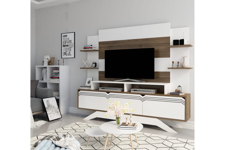 TV-møbelsett Dumö 149 cm - Hvit/Brun - Møbler - TV- & Mediamøbler - TV-møbelsett