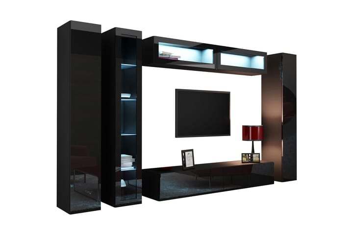 Tv-Møbelsett Vigo 300X40X180 Cm - Svart/Hvit - Møbler - TV- & Mediamøbler - TV-møbelsett