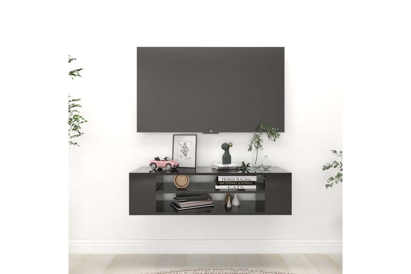 Hengende TV-benk høyglans svart 100x30x26,5 cm sponplate - Svart - Møbler - TV- & Mediamøbler - TV-skap