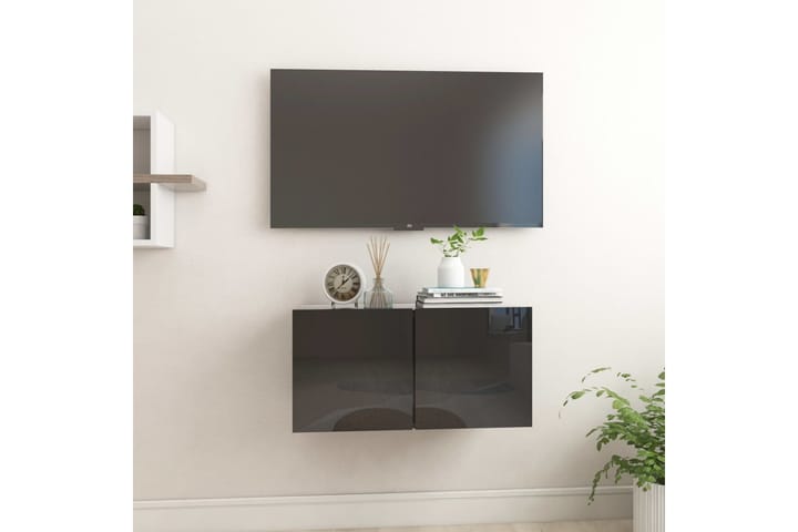 Hengende TV-benk høyglans svart 60x30x30 cm - Svart - Møbler - TV- & Mediamøbler - TV-skap