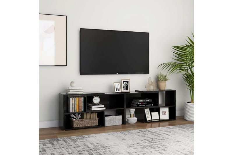 TV-benk høyglans svart 149x30x52 cm sponplate - Svart - Møbler - TV- & Mediamøbler - TV-skap