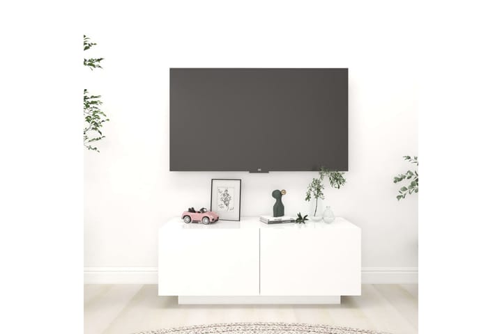 TV-benk hvit 100x35x40 cm sponplate - Hvit - Møbler - TV- & Mediamøbler - TV-skap