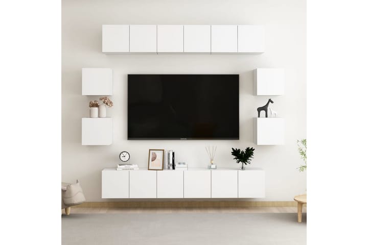 TV-benksett 10 deler hvit sponplate - Hvit - Møbler - TV- & Mediamøbler - TV-skap