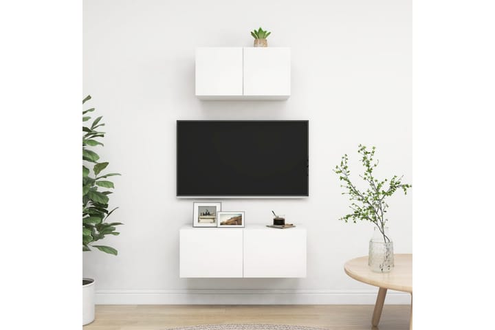 TV-benksett 2 deler hvit sponplate - Hvit - Møbler - TV- & Mediamøbler - TV-skap