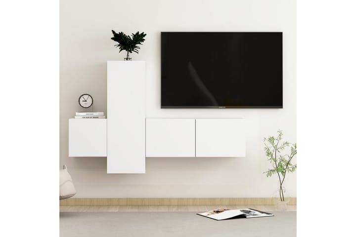 TV-benksett 3 deler hvit sponplate - Hvit - Møbler - TV- & Mediamøbler - TV-skap