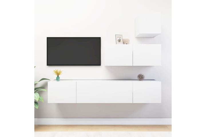 TV-benksett 4 deler hvit sponplate - Hvit - Møbler - TV- & Mediamøbler - TV-skap