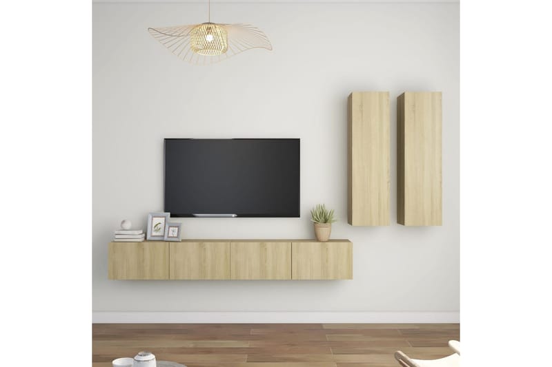 TV-benksett 4 stk sonoma eik sponplate - Brun - Møbler - Bord - Spisebord & kjøkkenbord