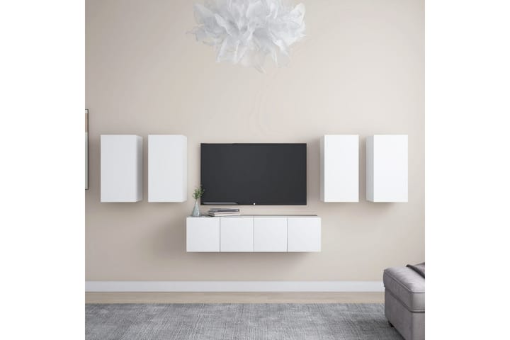 TV-benksett 6 deler hvit sponplate - Hvit - Møbler - TV- & Mediamøbler - TV-skap